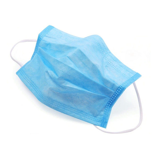 Blue 3 Ply Non Woven Face Mask Prevent Flu Water Resistance Lint Free