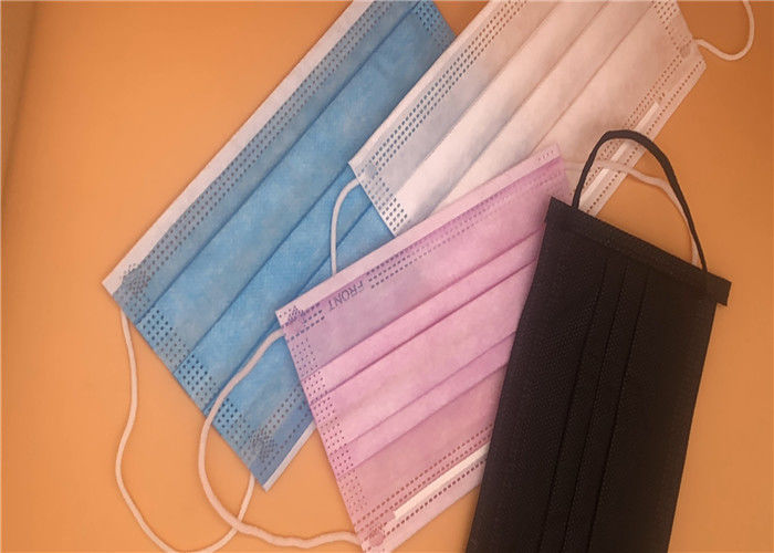 Adult 3 Ply Disposable Non Woven Face Mask High Filtration Capacity Air Pollution
