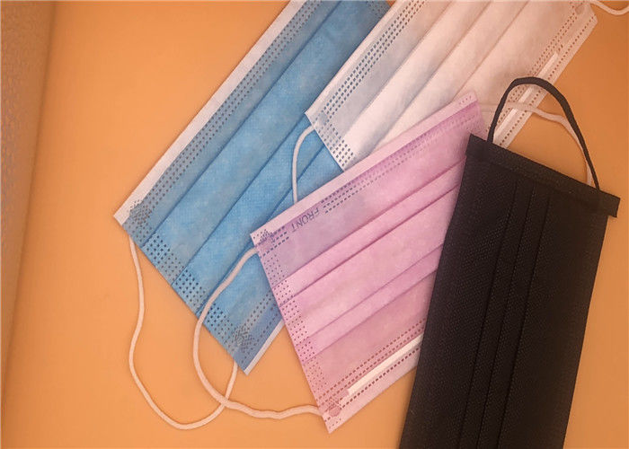 Adult 3 Ply Disposable Non Woven Face Mask High Filtration Capacity Air Pollution