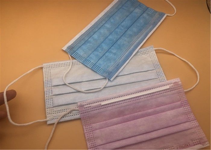 Antivirus 3 Ply Disposable Non Woven Face Mask / Blue Non Woven Fabric Face Mask