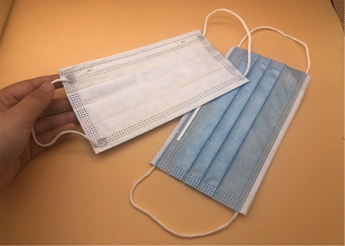 Antivirus 3 Ply Disposable Non Woven Face Mask / Blue Non Woven Fabric Face Mask