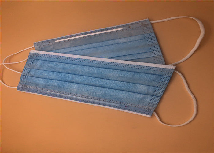 Blue Color Disposable Earloop Face Mask Three Layer Non Woven With Nose Bar