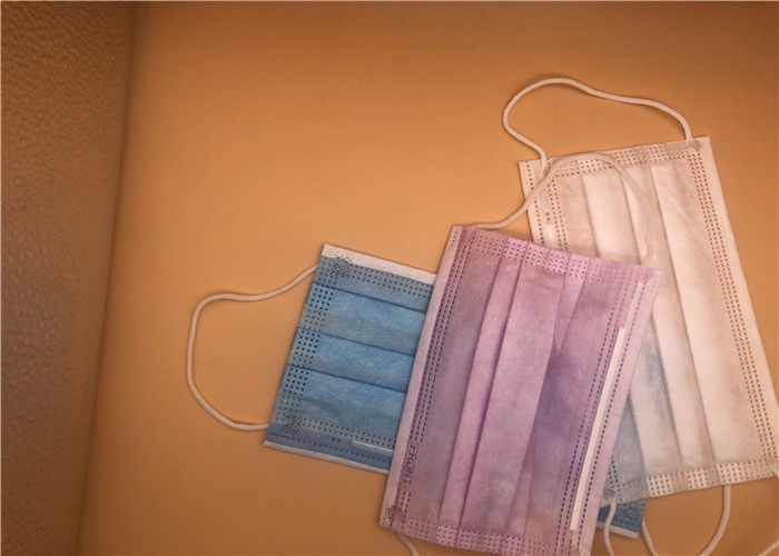 3 Ply Disposable Medical Mask No Glass Fibers Hypoallergenic Blue Color